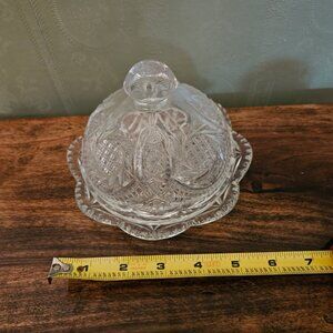 Antique Cut Glass Sunburst Butter/Cheese dish